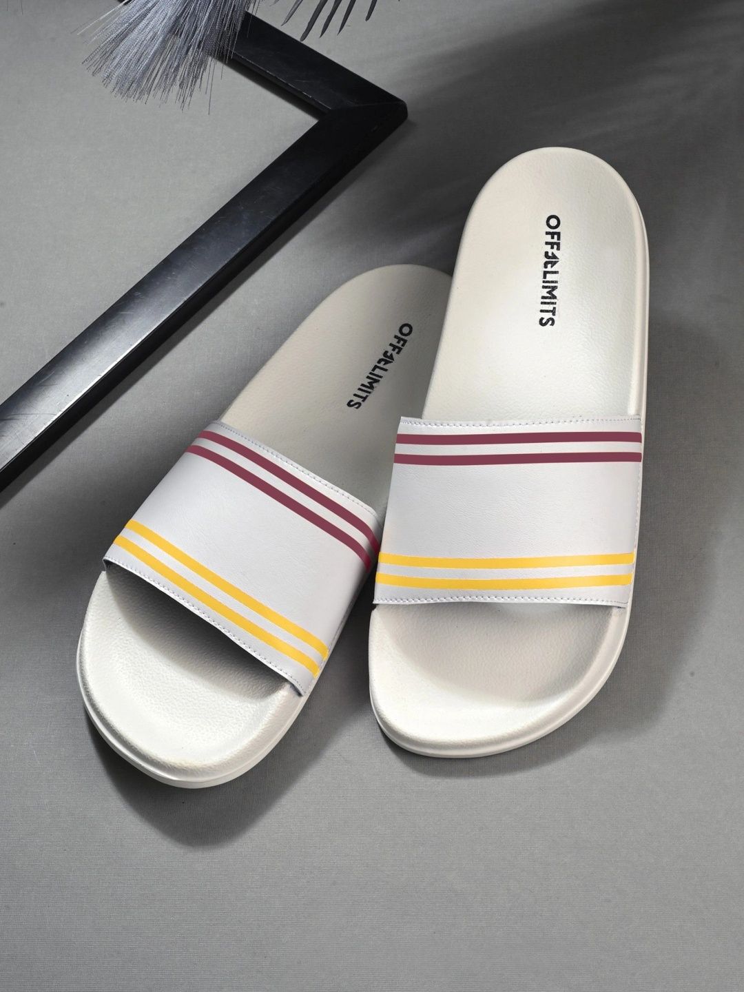 OFF LIMITS Men Striped Sliders