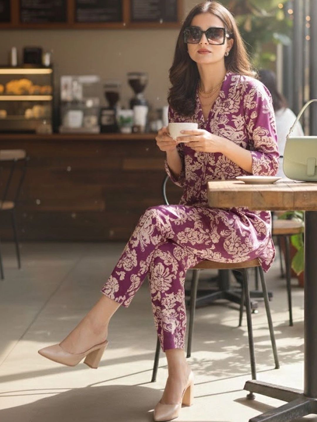 SOURAGYA Floral Printed Tunic with Trousers