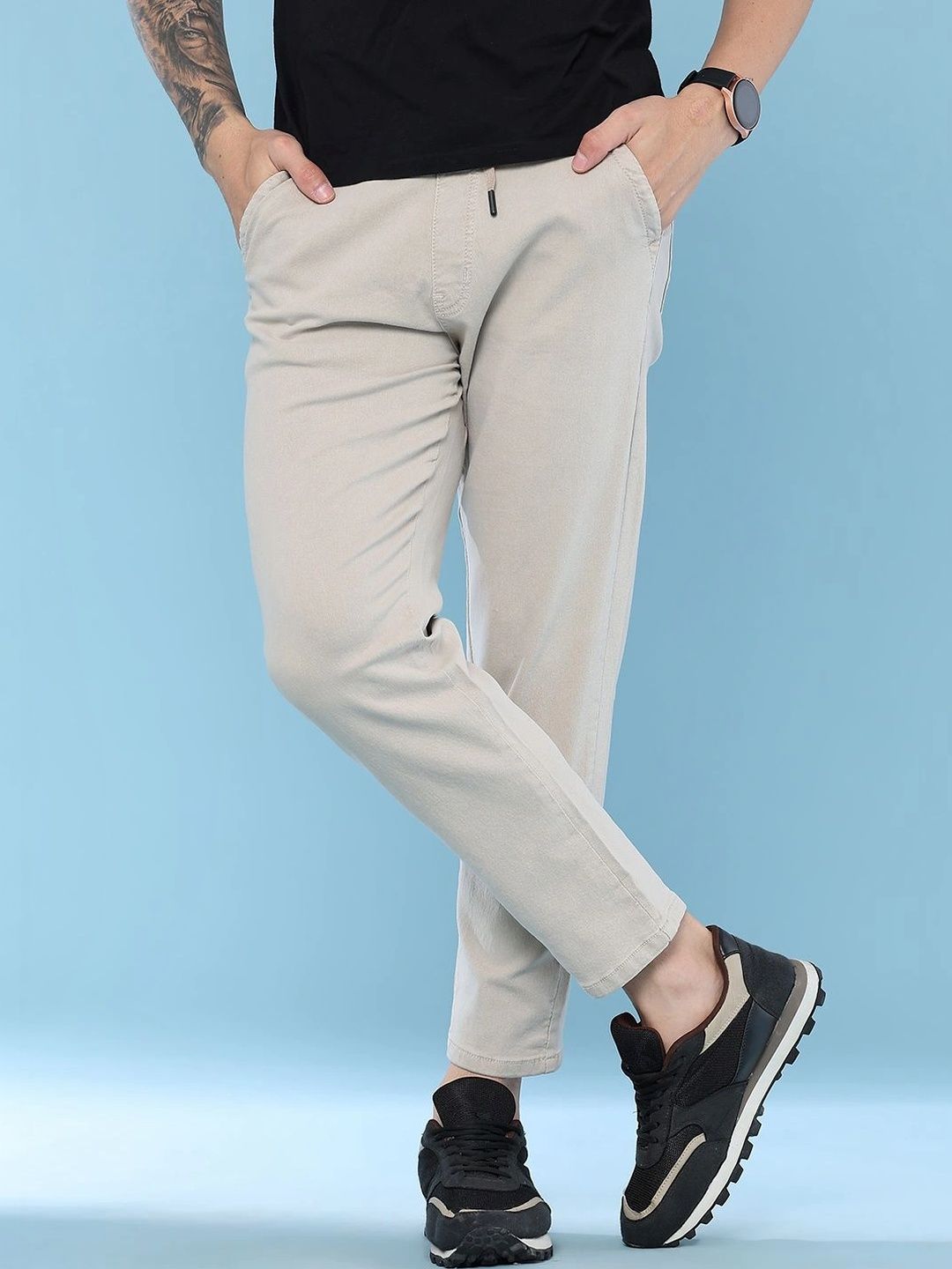 LIMEROAD LIMEROAD Men Jogger Mid-Rise Stretchable Jeans