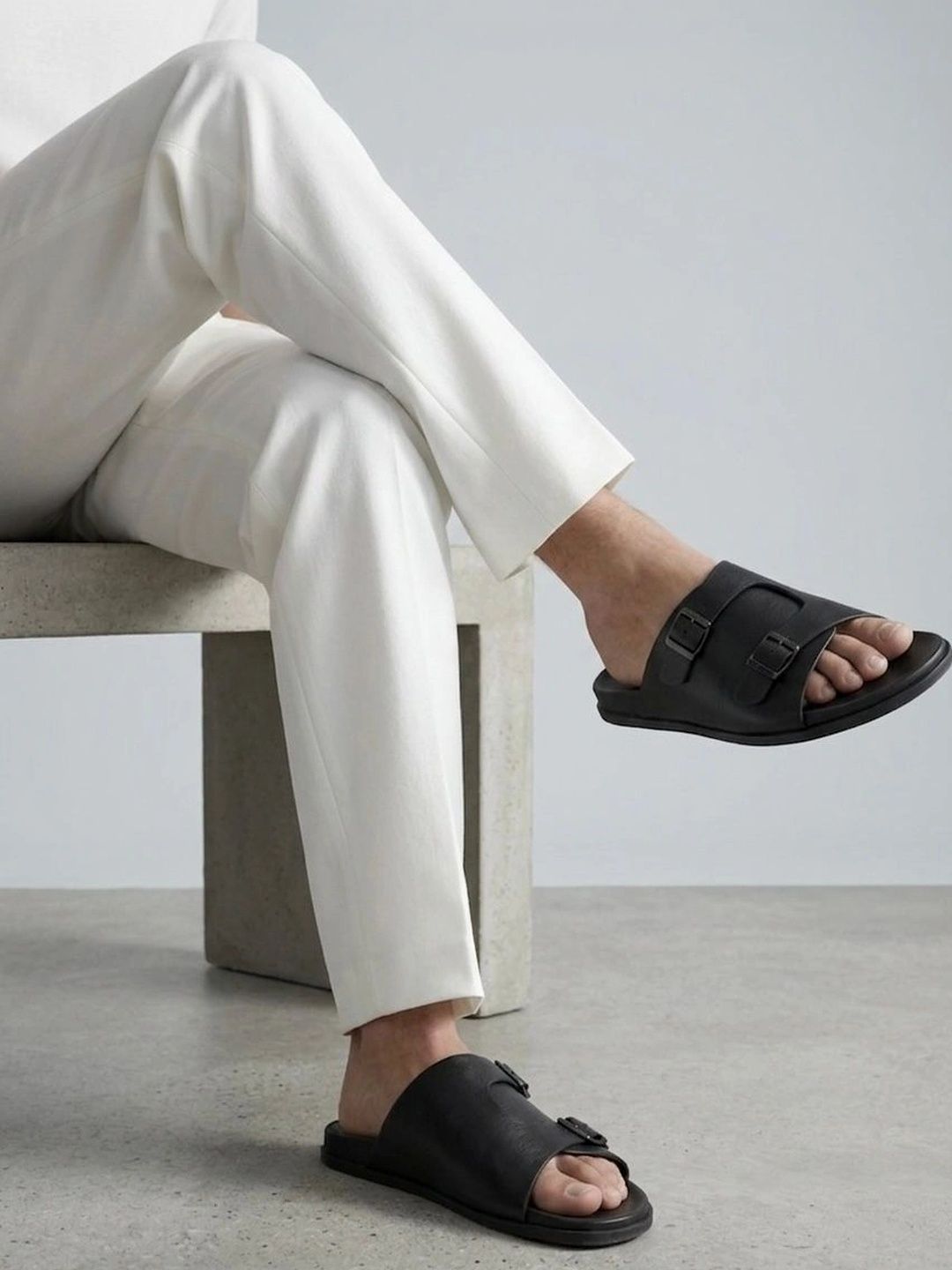 MICHEAL FERAAS Men Leather Comfort Sandals
