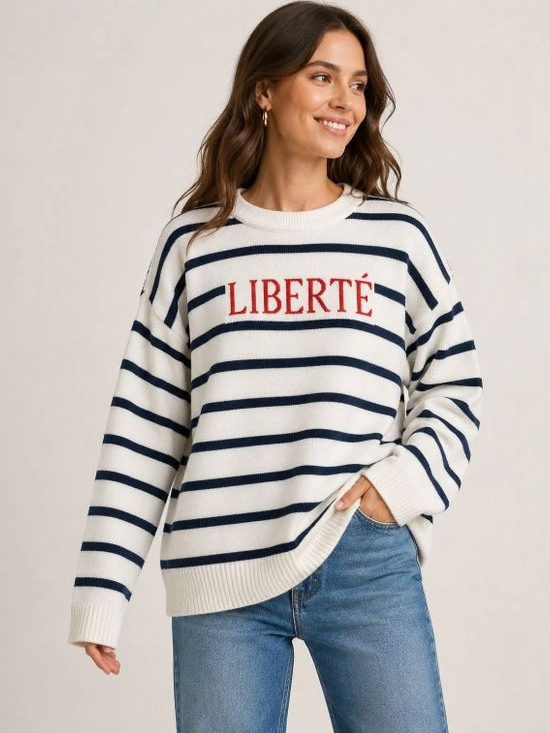 NoBarr NoBarr Striped Pullover Embroidered Detail