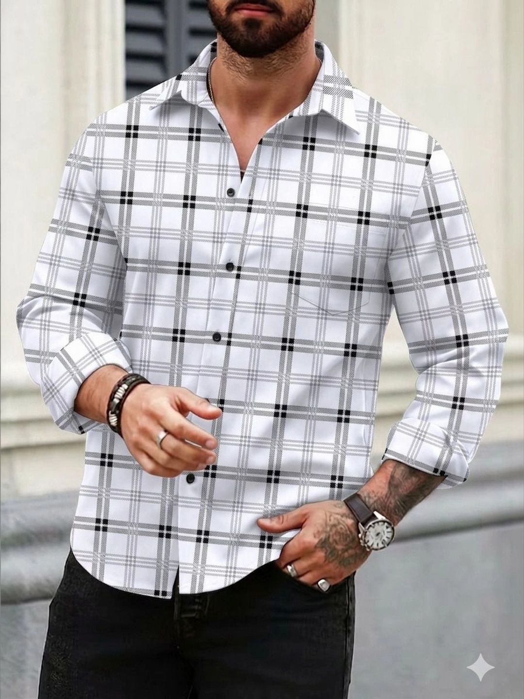HG TAX Men Comfort Tartan Checks Checked Casual Shirt