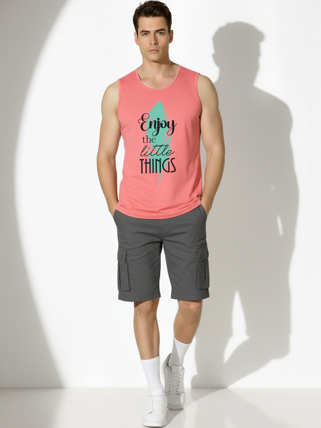 SKY HARBOAR Typography Printed Round Neck Cotton Gym Vest
