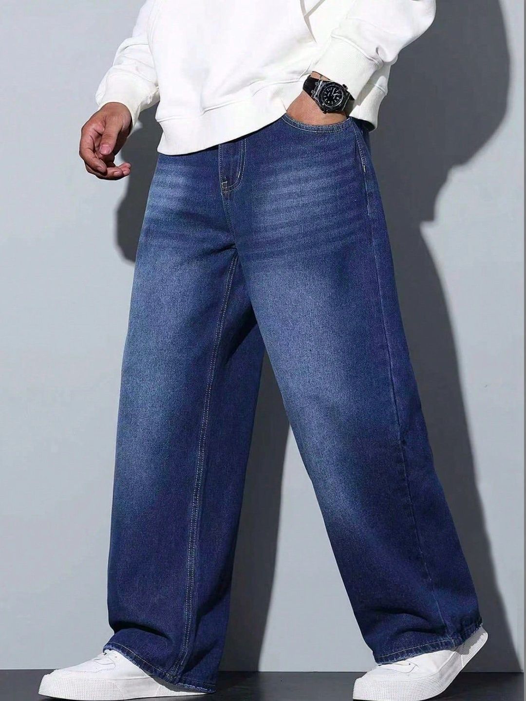 PINKLIT Men Straight Fit Mid-Rise Low Distress Light Fade Jeans