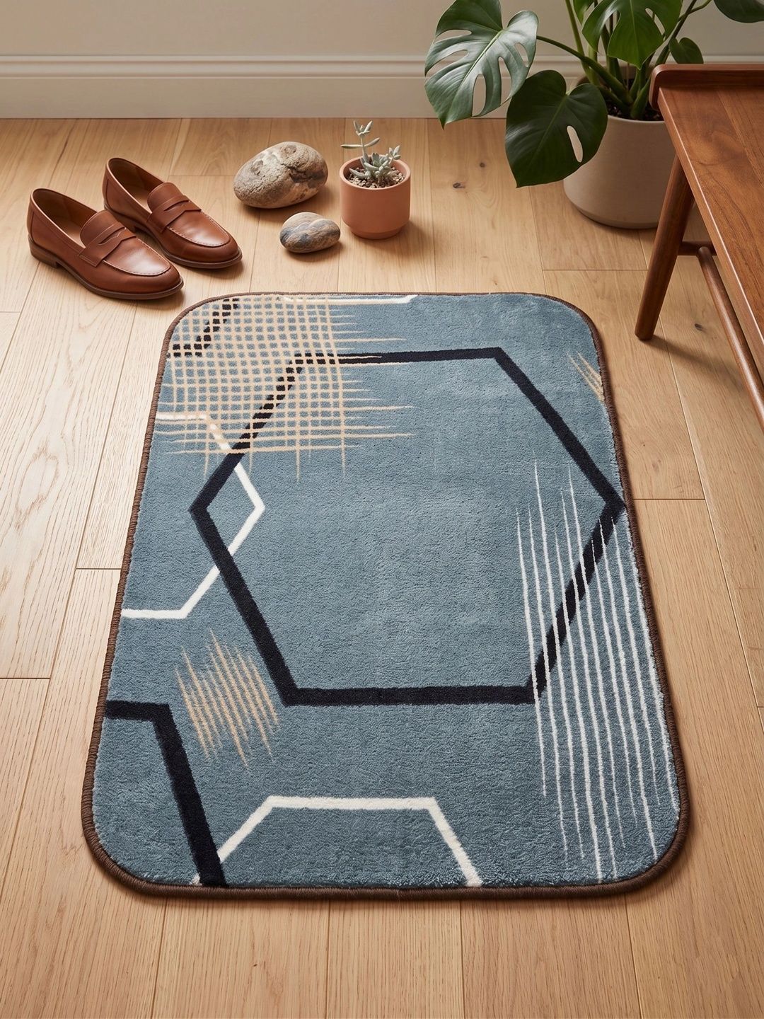 AaHo Decor AaHo Decor Grey Printed Anti-Skid High Absorbent Doormat