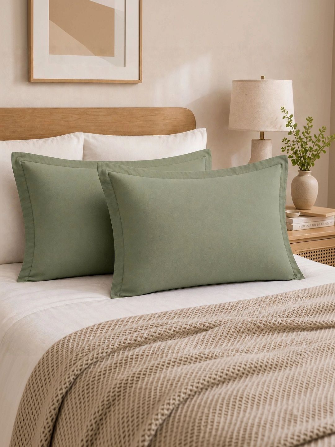 Orchid Pillows Orchid Pillows 2Pcs Olive Rectangle Pure Cotton Pillow Covers