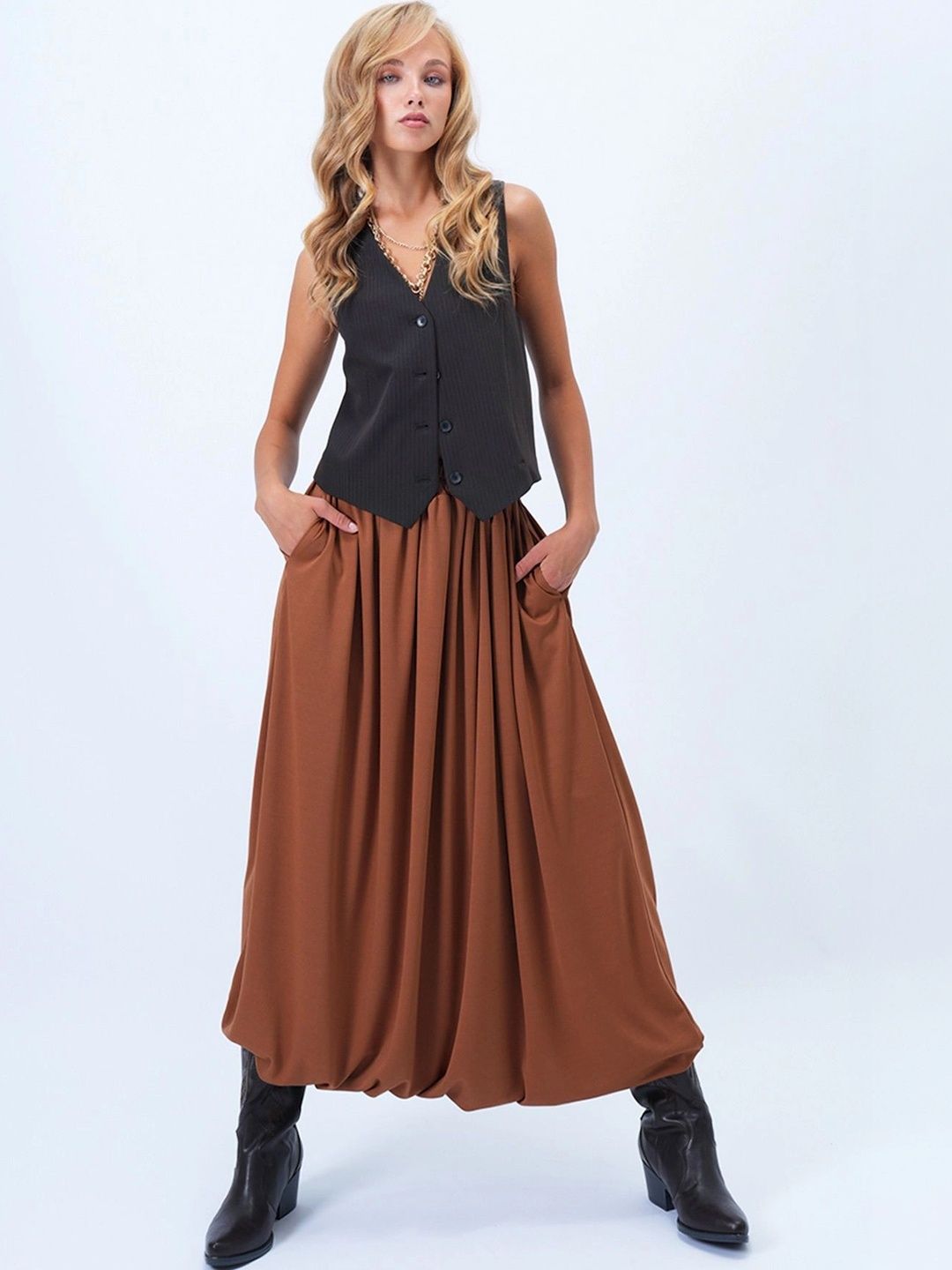 Trend Alacati stili Women Maxi Balloon Skirt