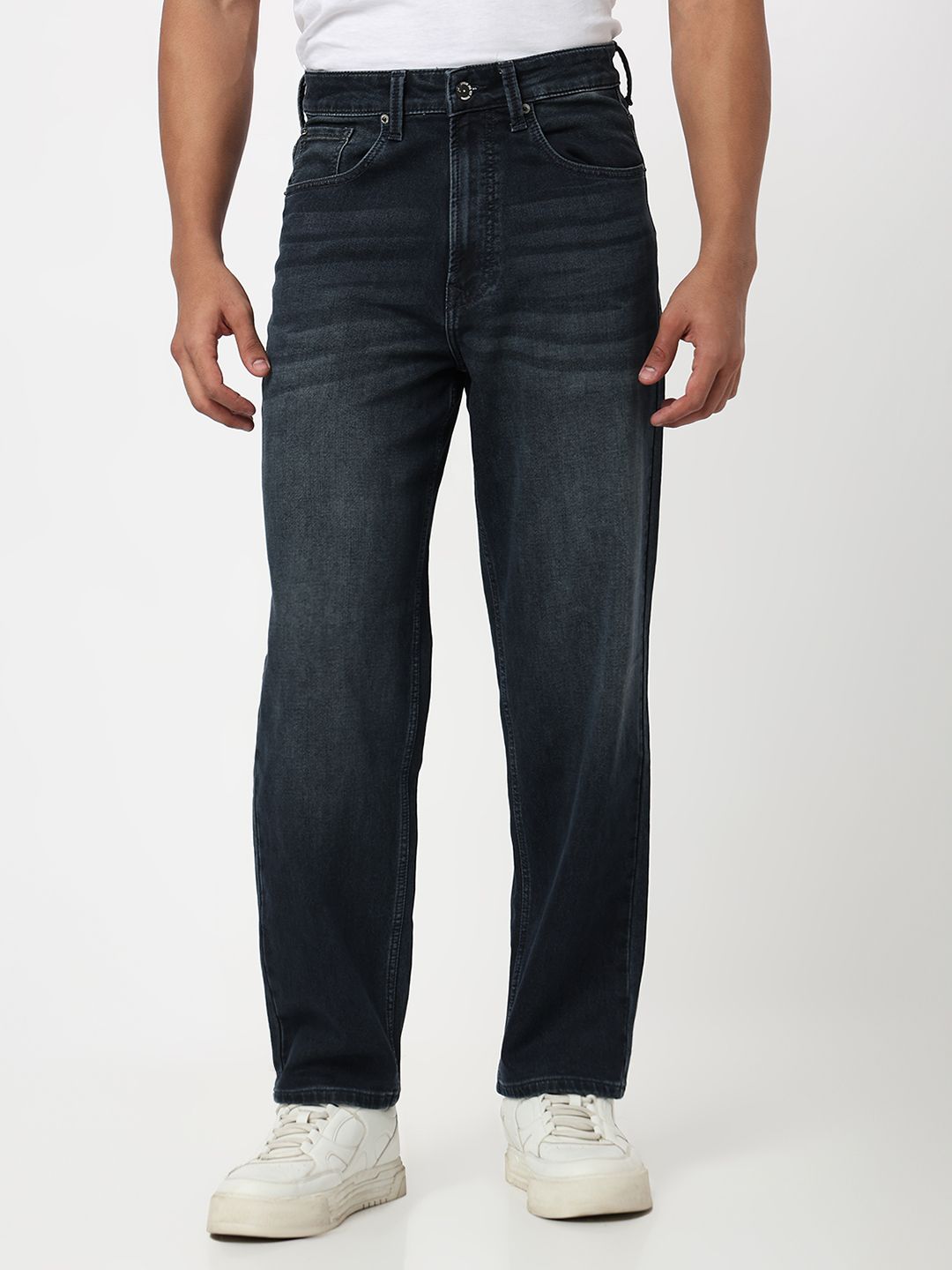 SPYKAR Spykar Men Renato Mid Rise Loose Fit Dark Blue Jeans