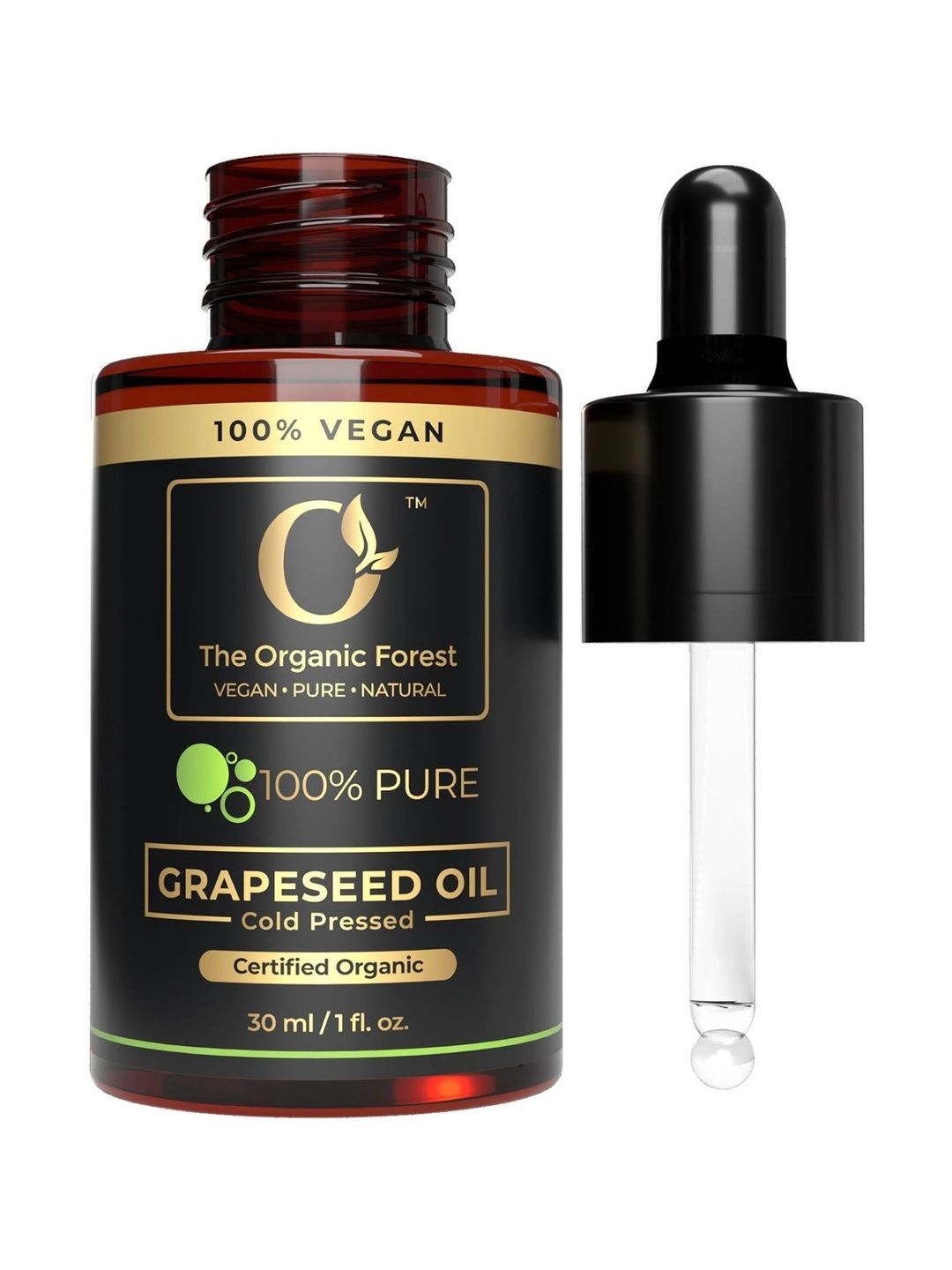 The Organic Forest Cold Pressed Grapeseed Oil For Hair Growth & Skin Moisturizer-30 ml