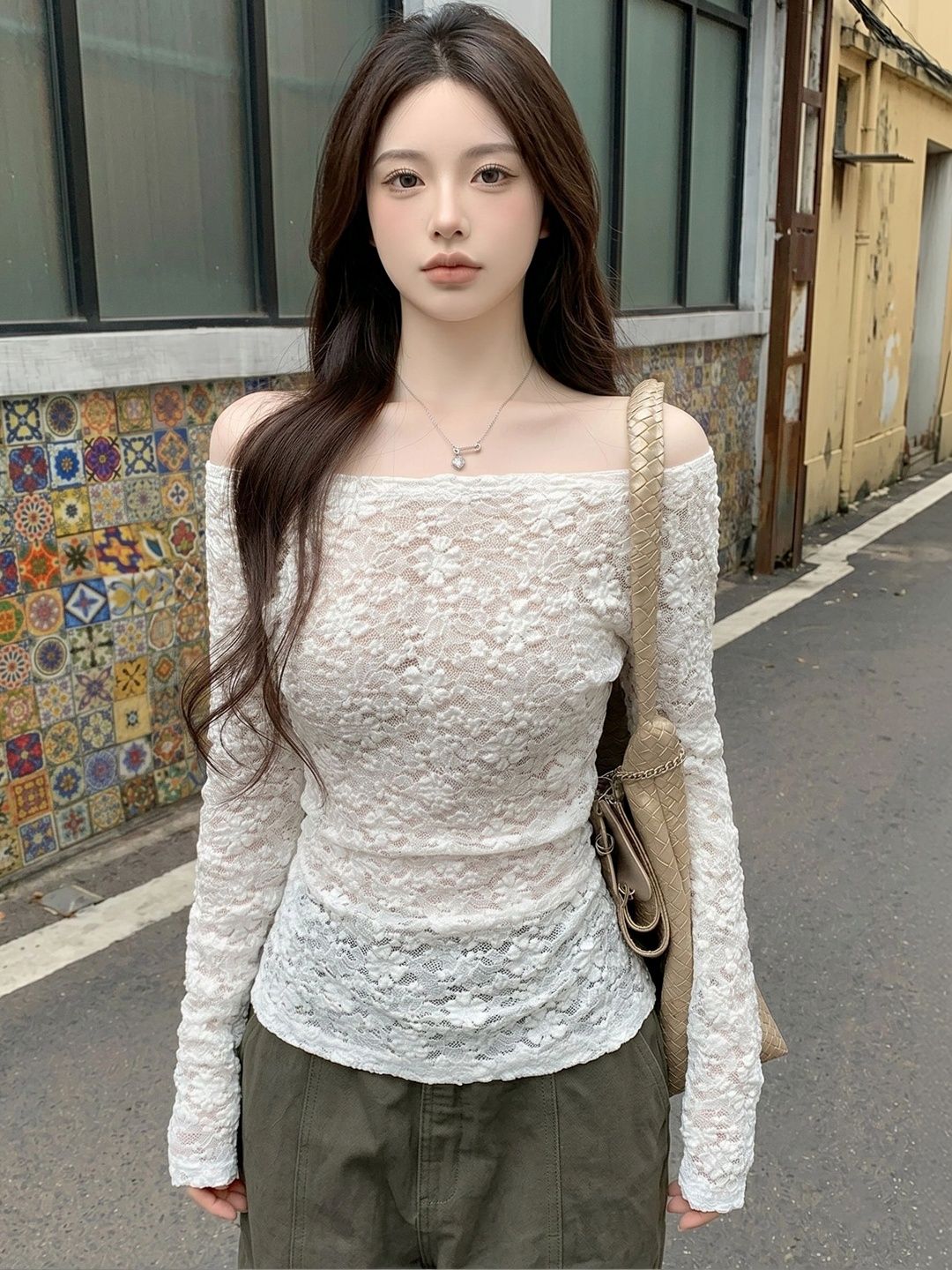 Buy Suo Embellished Off-Shoulder Sheer Lace Top - Tops for Women