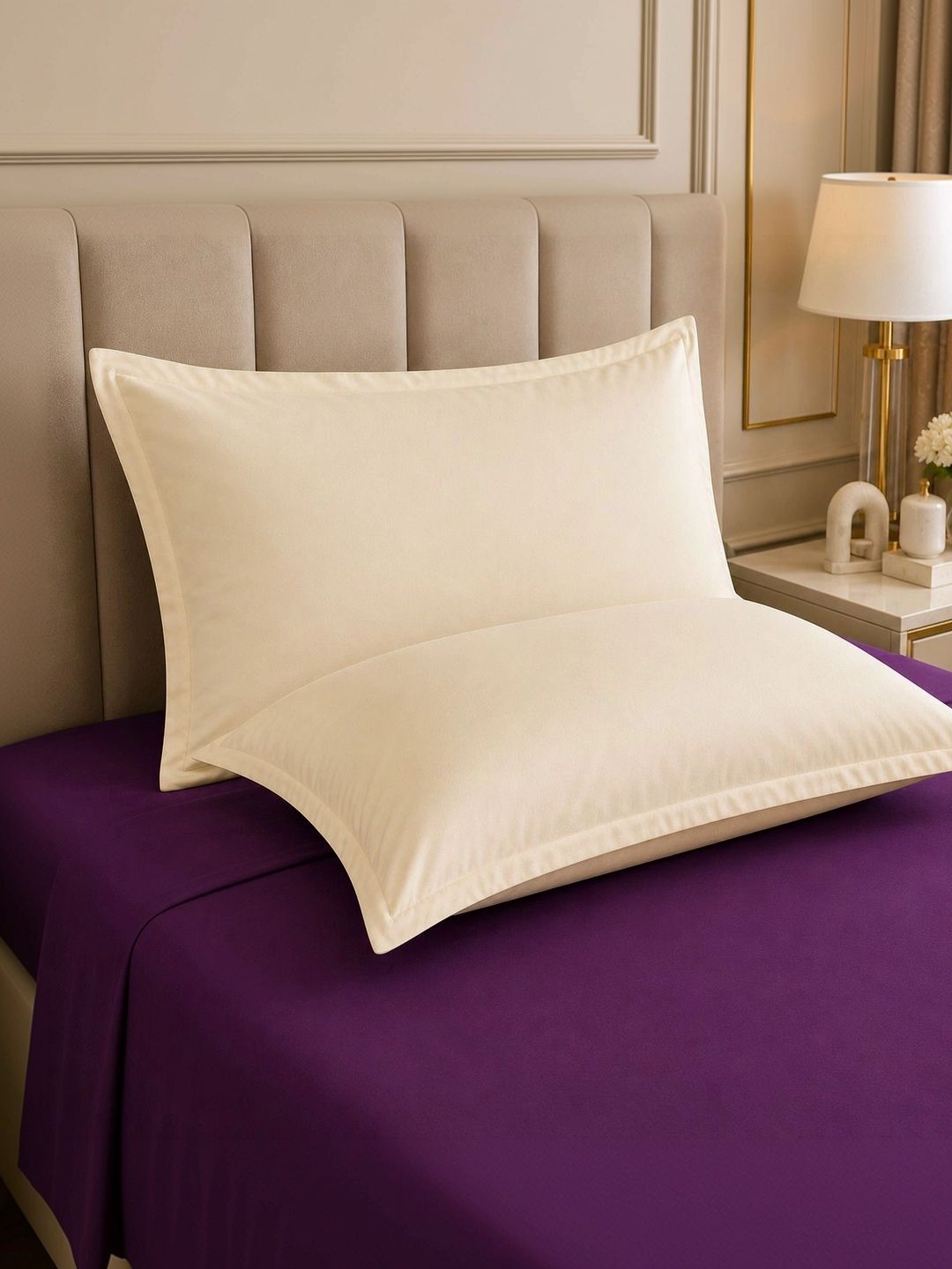 Orchid Pillows Orchid Pillows 2Pcs Beige Rectangle Pure Cotton Pillow Covers