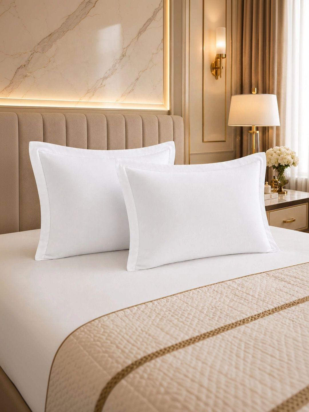 Orchid Pillows Orchid Pillows 2Pcs White Rectangle Pure Cotton Pillow Covers