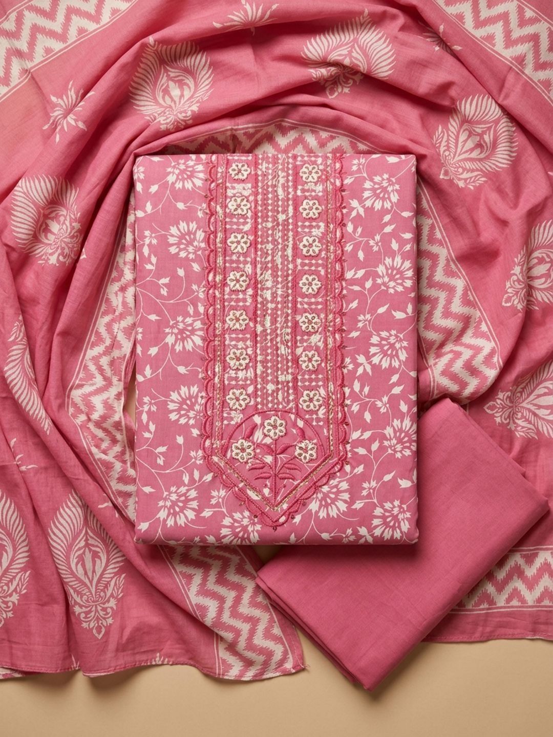 Meena Bazaar Printed Unstitched Dress Material