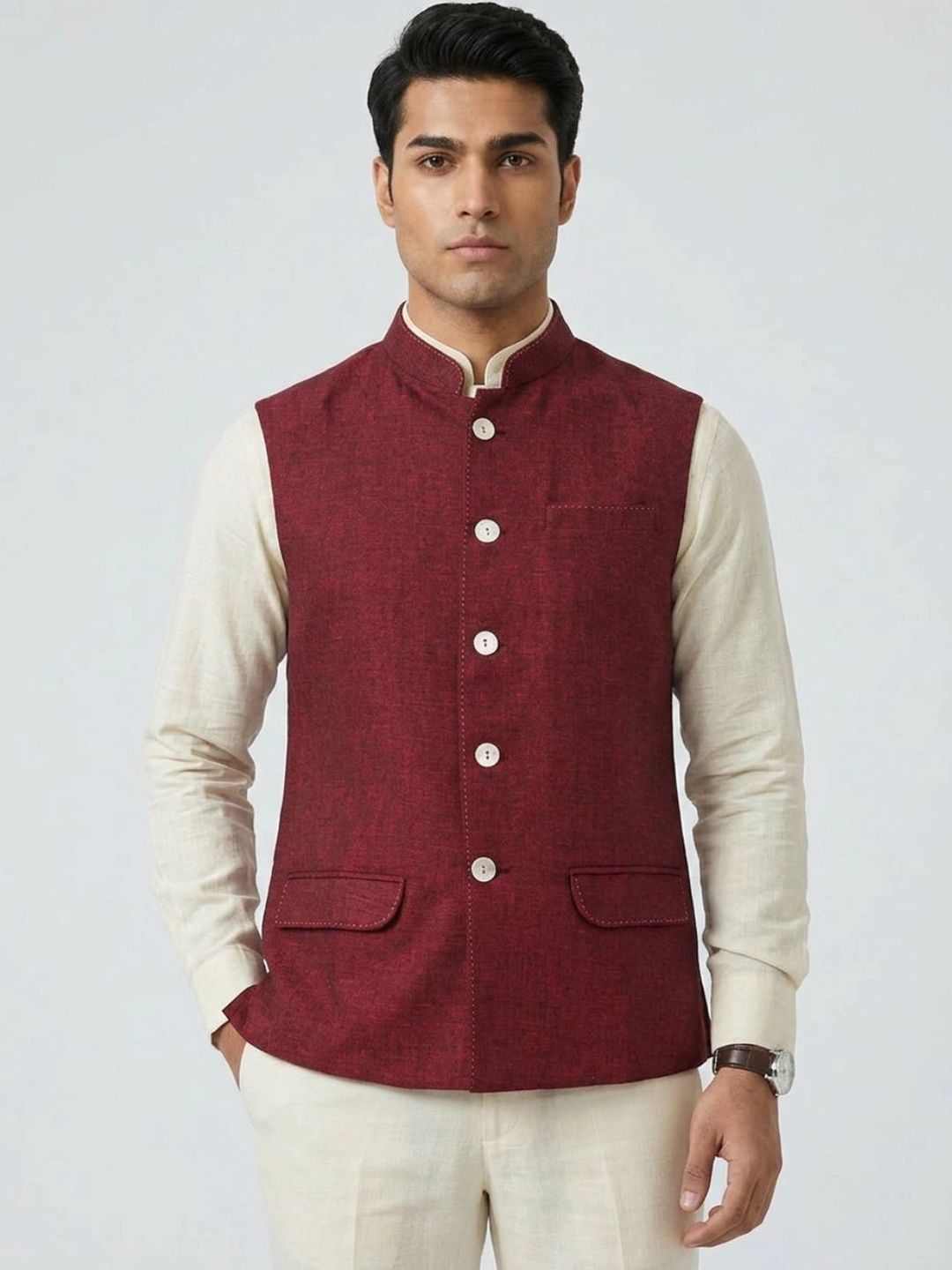 Sanman Ethnix by Raymond Men Open Front Jacket