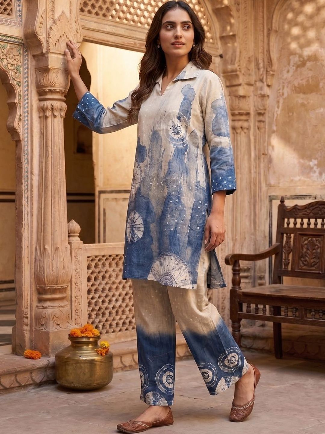 MASSTANI BY INDDUS Tie and Dye Dyed Tunic with Palazzos
