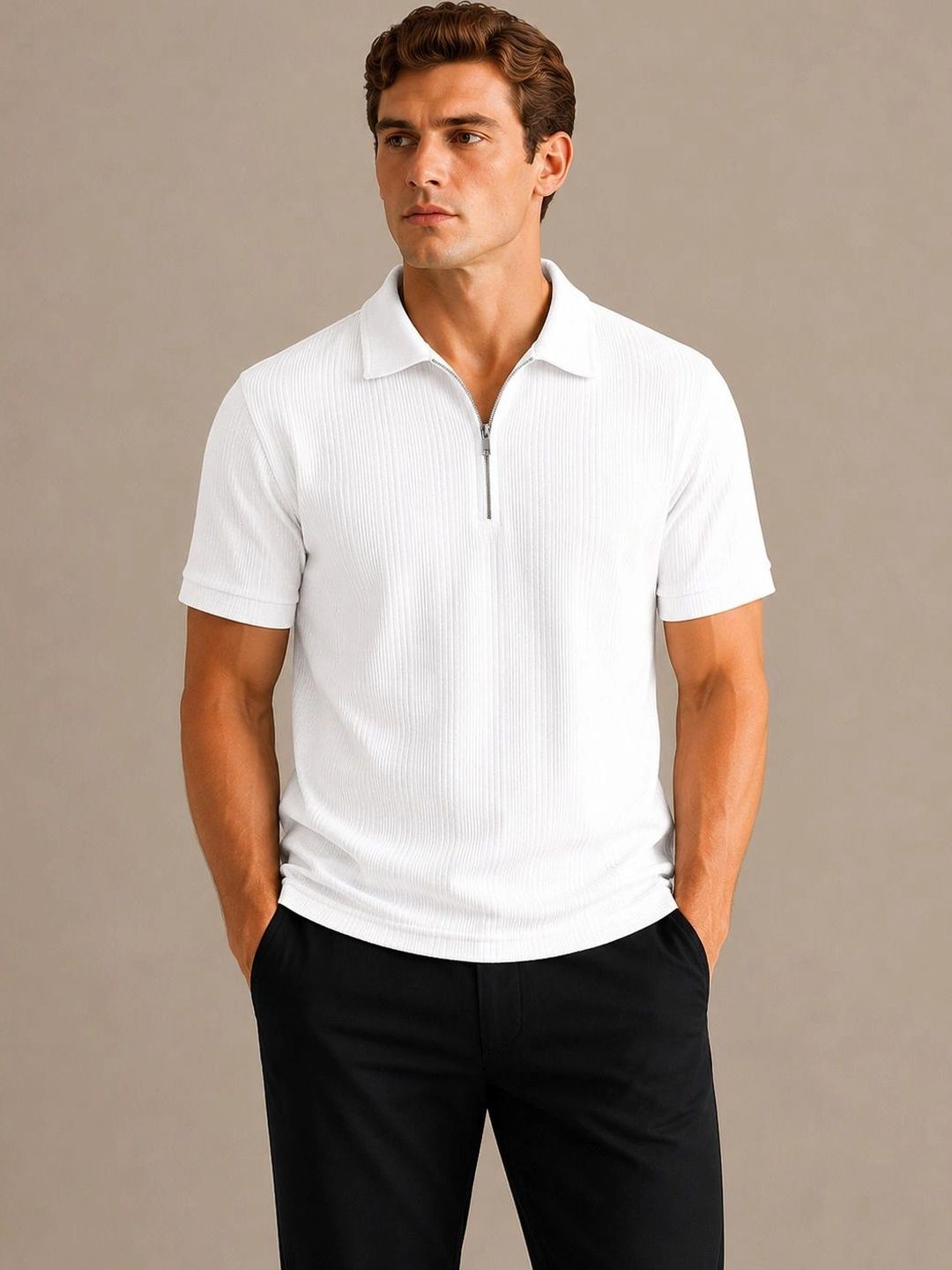 THE BEETEL HOUSE Men Polo Collar T-shirt