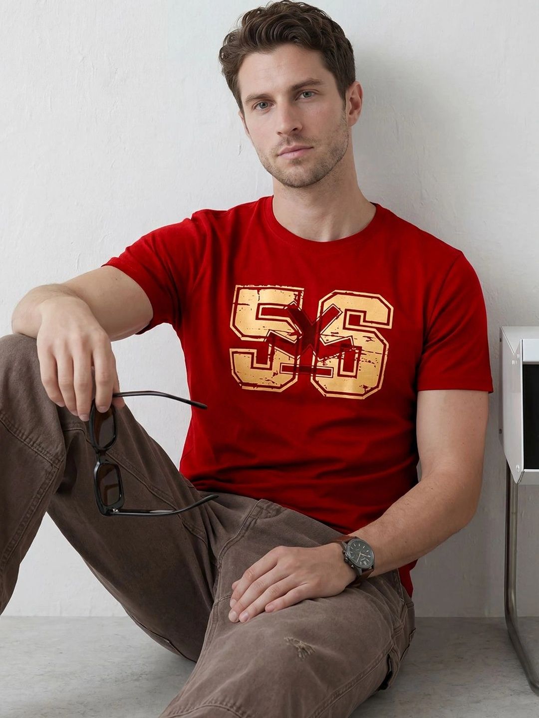 WROGN Men Printed Slim Fit T-shirt