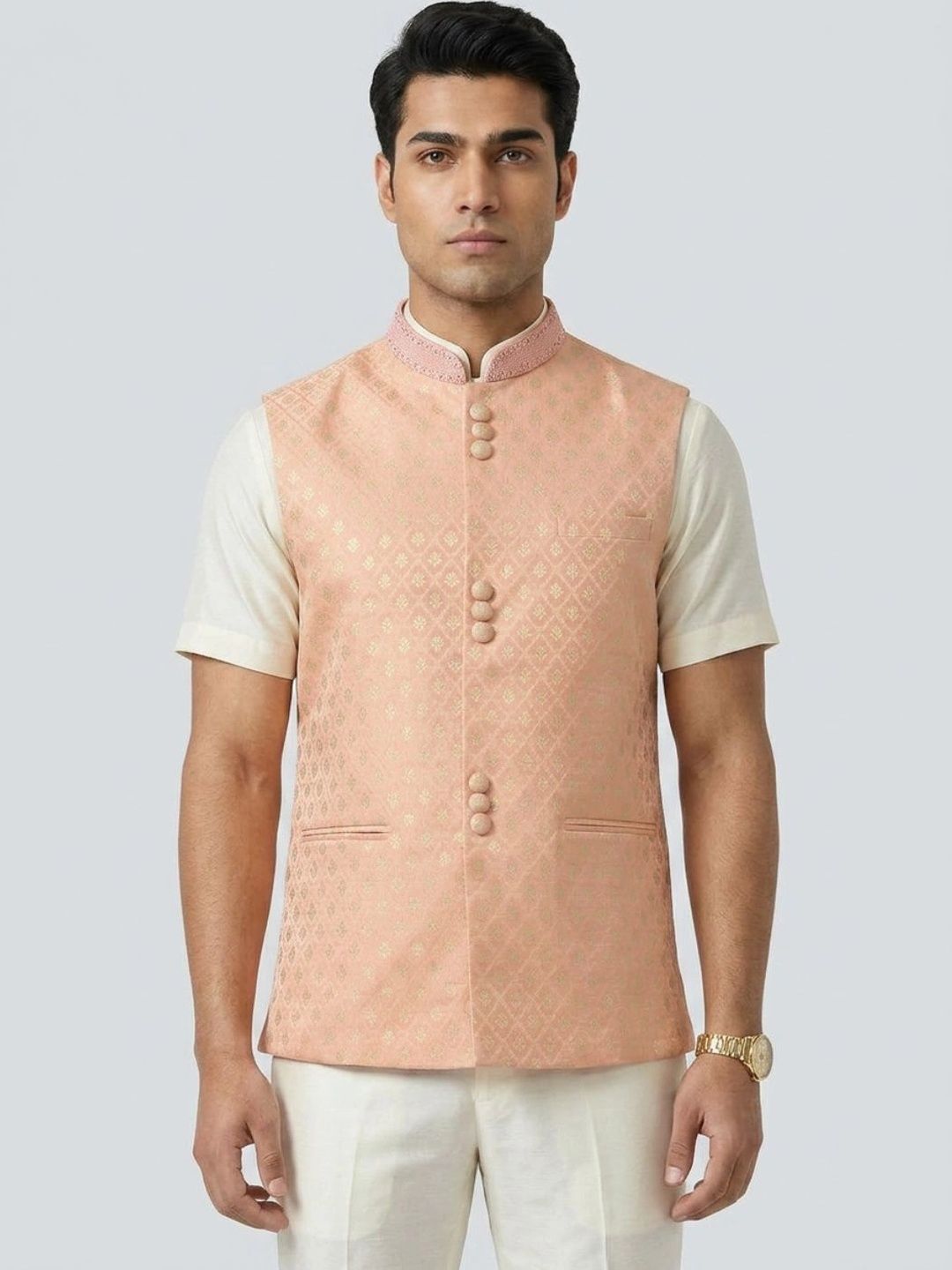 Sanman Ethnix by Raymond Men Woven with Embroidered Jacket