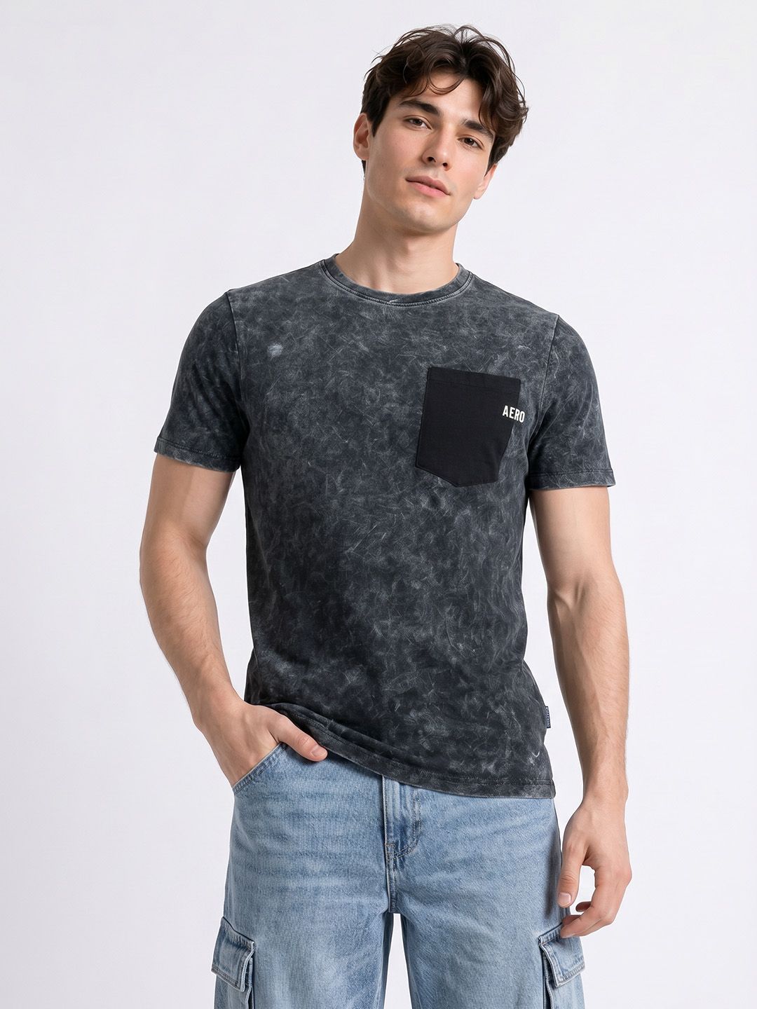Aeropostale Dyed Effect Pure Cotton T-shirt