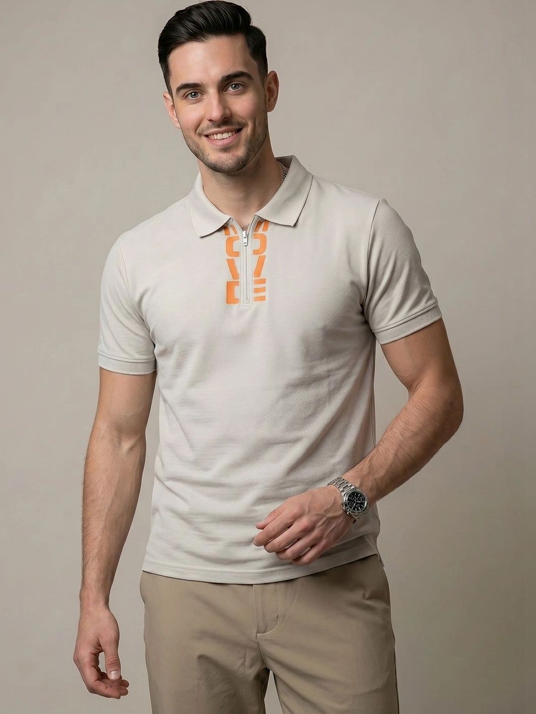 Moda Rapido Men Typography Printed Polo Collar T-shirt