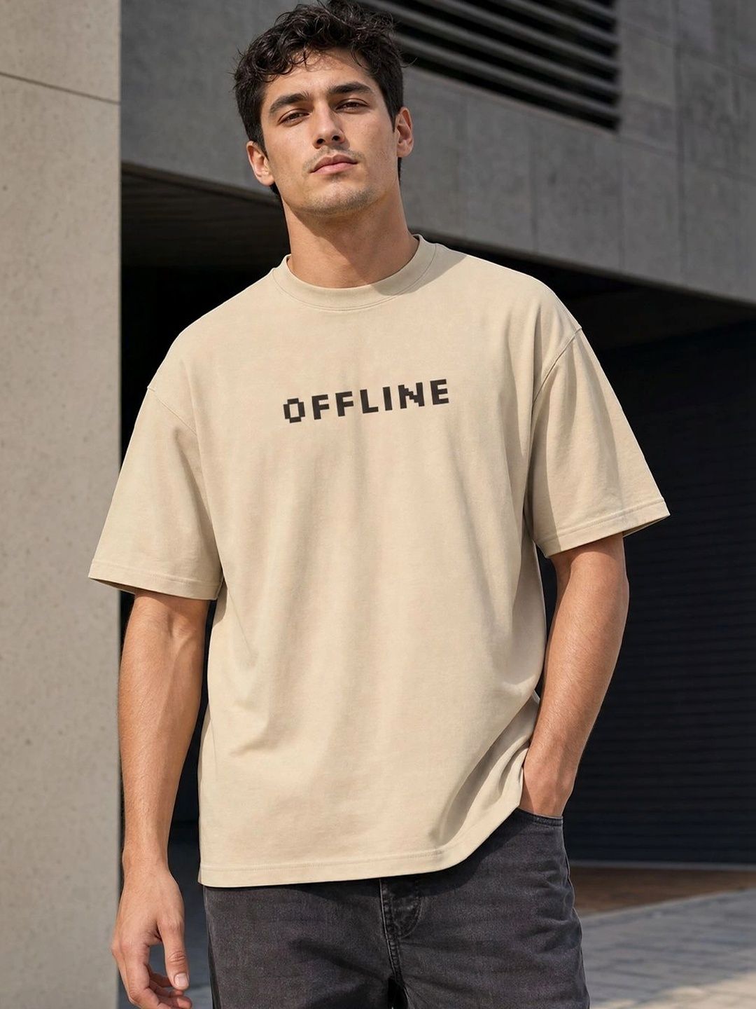 NOBERO Men Printed Oversized Fit T-shirt
