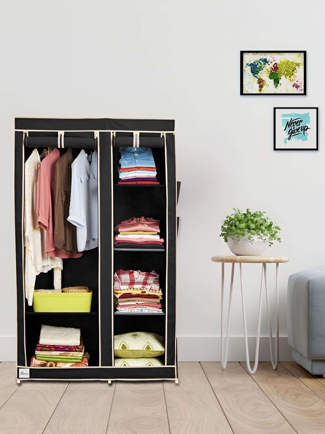 Pamworld Pamworld Black Double Door Collapsible Wardrobe