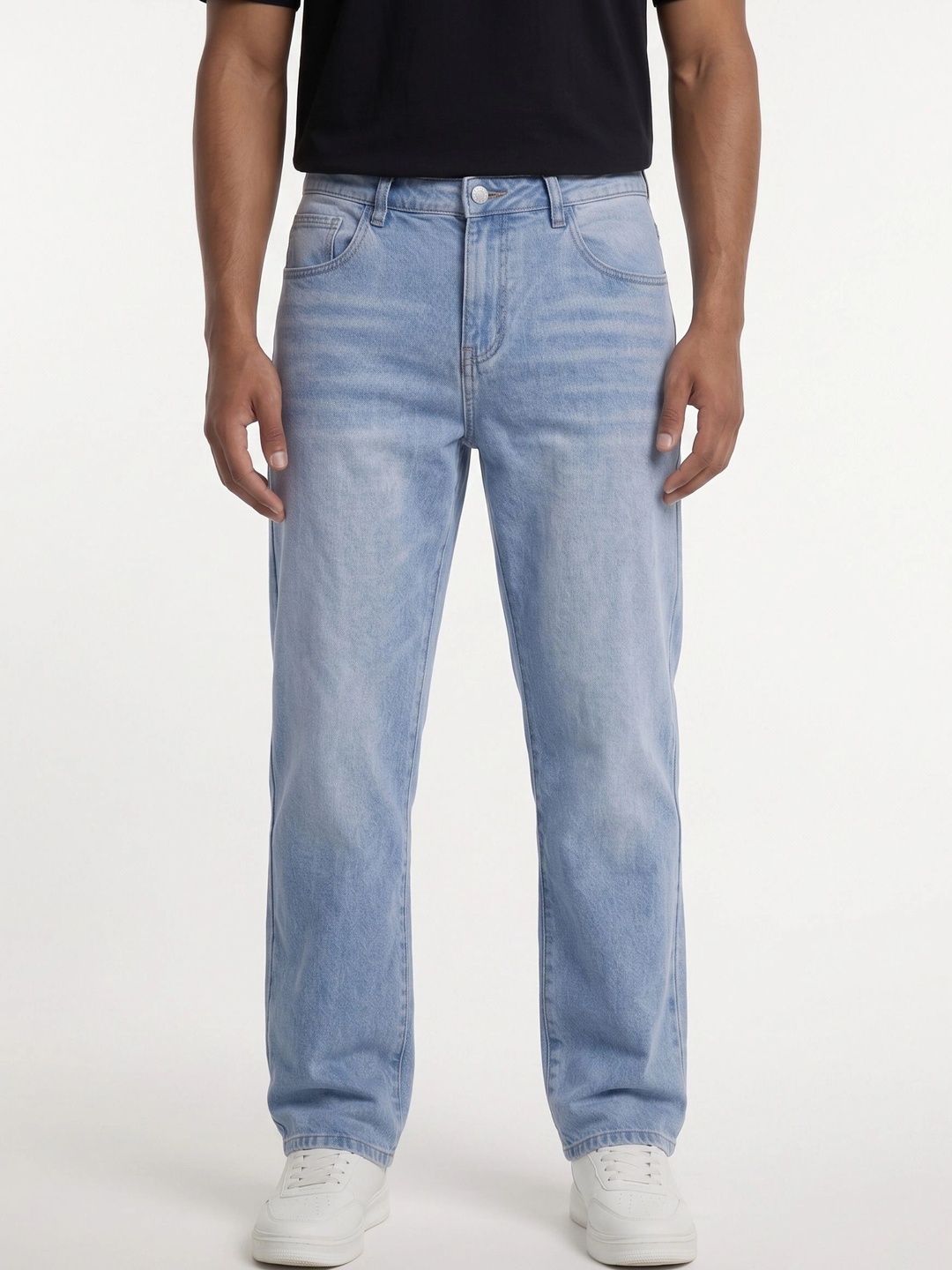 HERE&NOW Men Relaxed Fit Mid-Rise Low Distress Stretchable Jeans