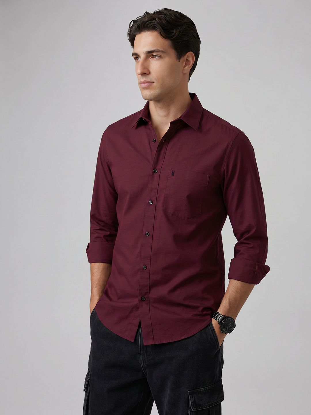 SPYKAR Spread Collar Cotton Linen Casual Shirt