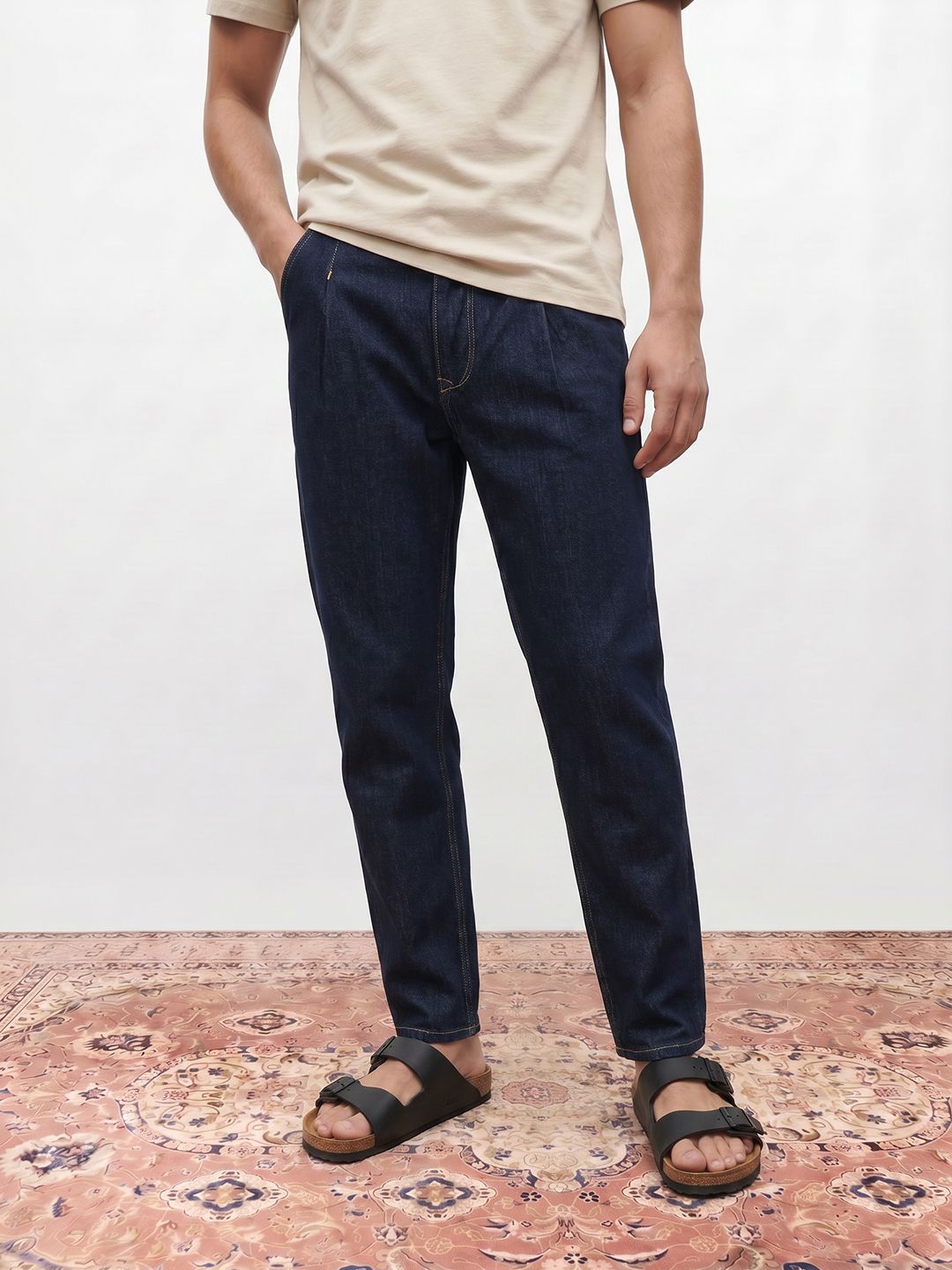 Mr Bowerbird Regular Fit Vintage Wash Classic Pleated Jeans