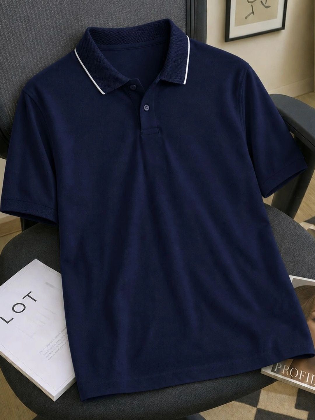 Leotude Men Polo Collar T-shirt