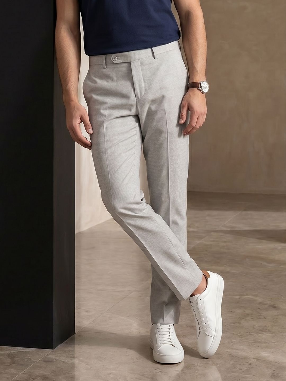 INVICTUS Men Checked Slim Fit Trousers