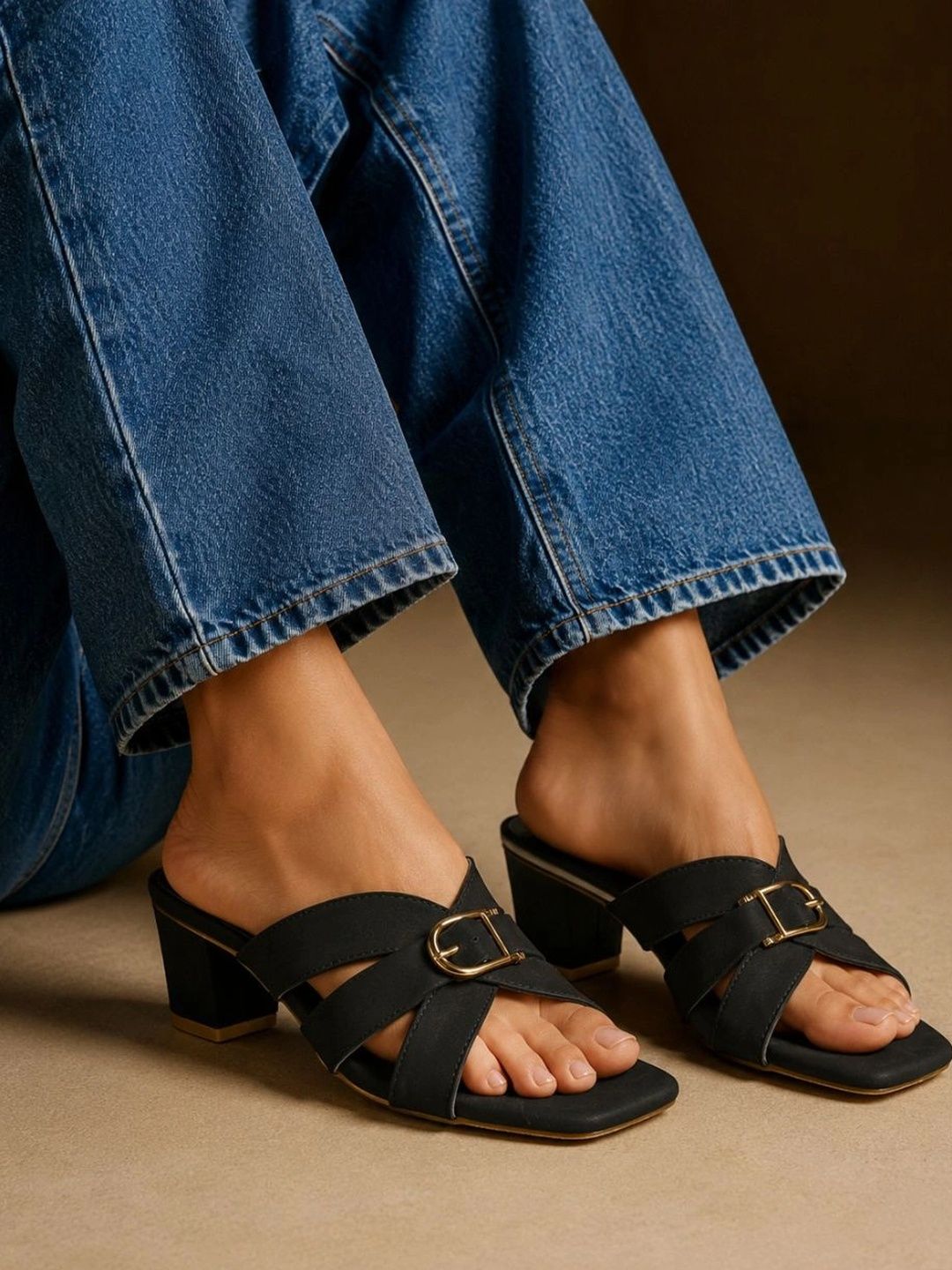 Ravis Ravis Block Mules with Buckles