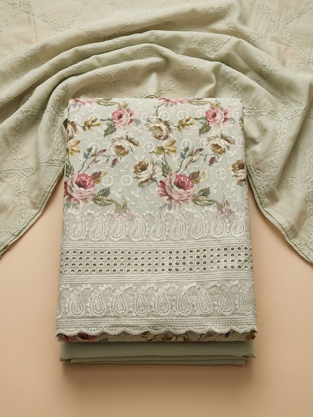 Meena Bazaar Embroidered Unstitched Dress Material
