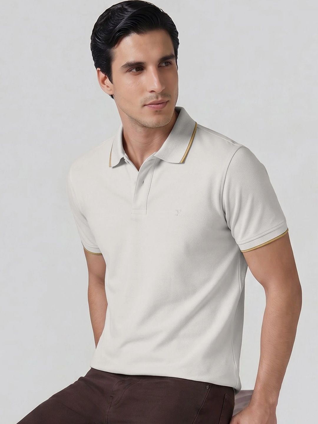 XYXX Men Solid Slim Fit Polo Collar Pure Cotton Tshirt