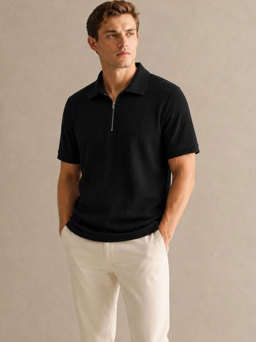 THE BEETEL HOUSE Men Polo Collar T-shirt