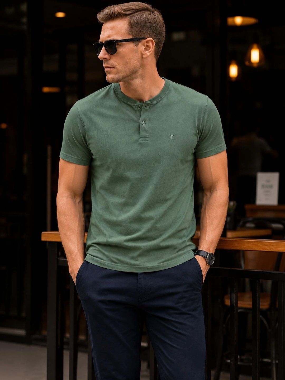 Parcel Yard Men Henley Neck T-shirt