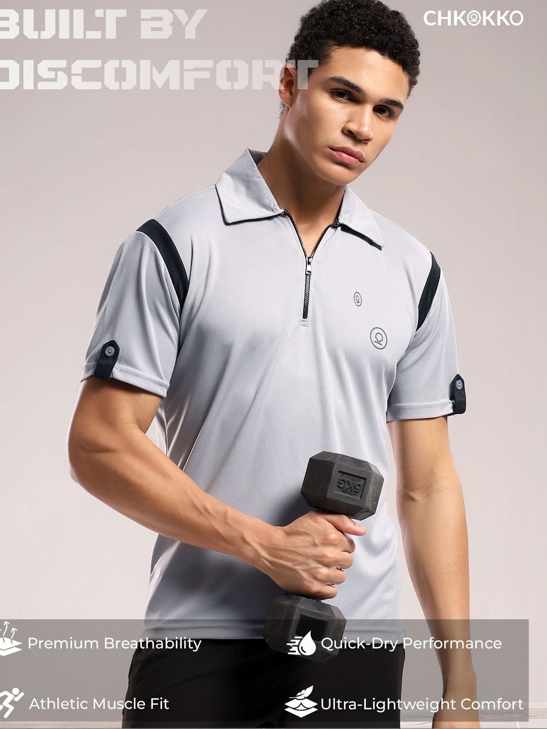 CHKOKKO Men Polo Collar T-shirt