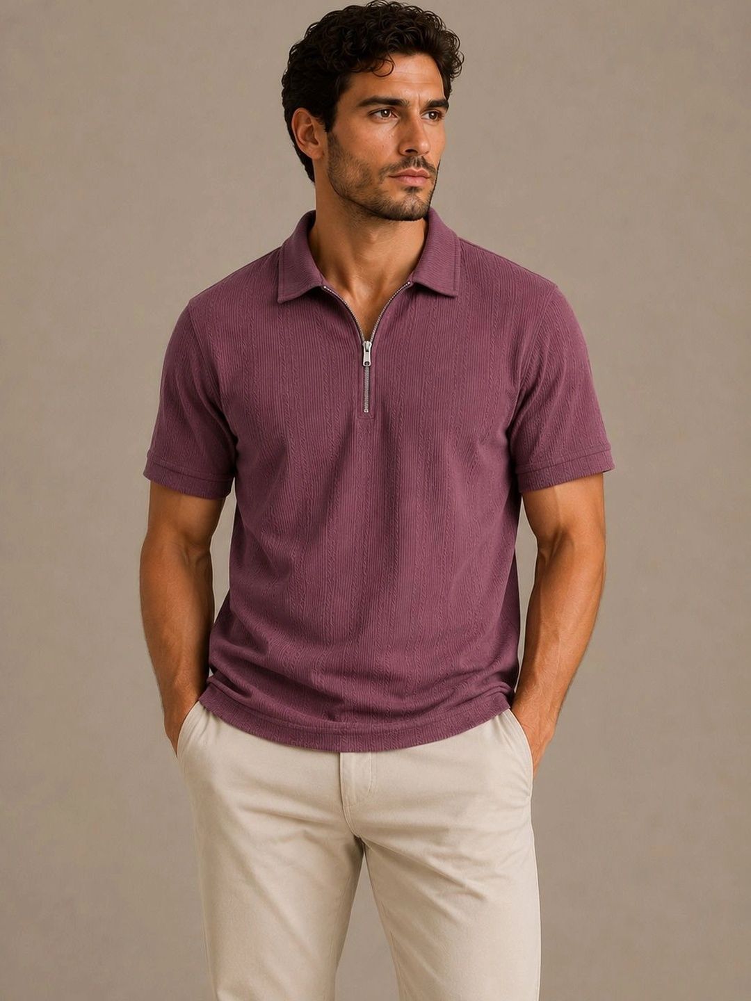 THE BEETEL HOUSE Men Polo Collar T-shirt