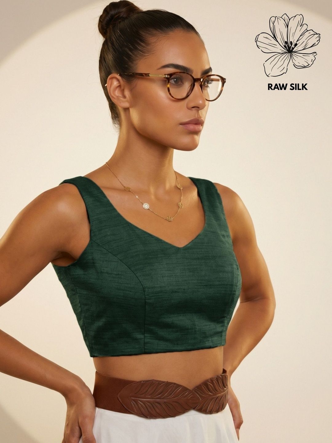 Aanyor Aanyor Solid Saree Blouse