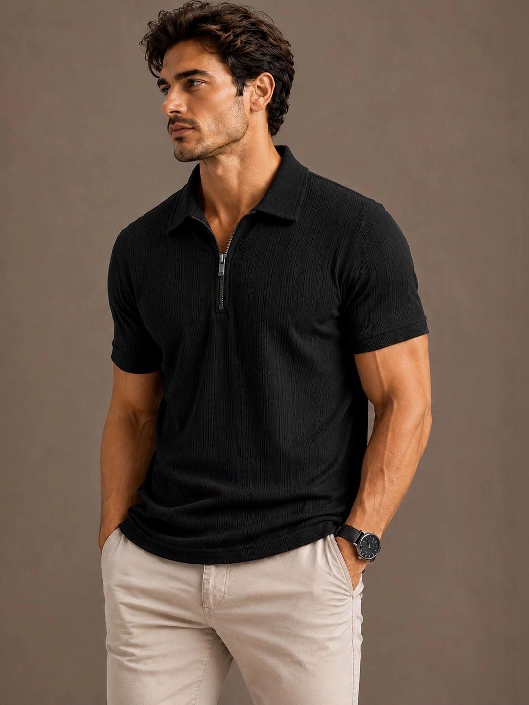 THE BEETEL HOUSE Men Polo Collar T-shirt
