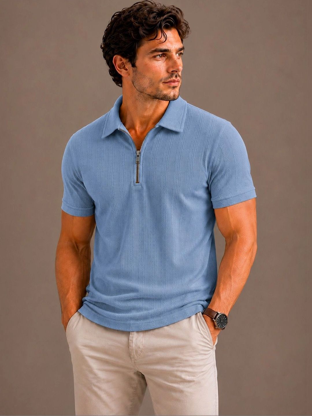 THE BEETEL HOUSE Men Polo Collar T-shirt