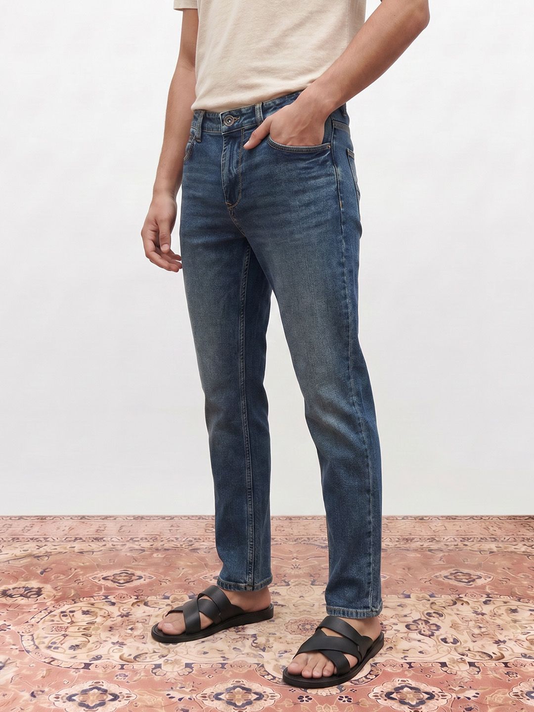 Mr Bowerbird Men Tapered Fit Light Fade Stretchable Jeans