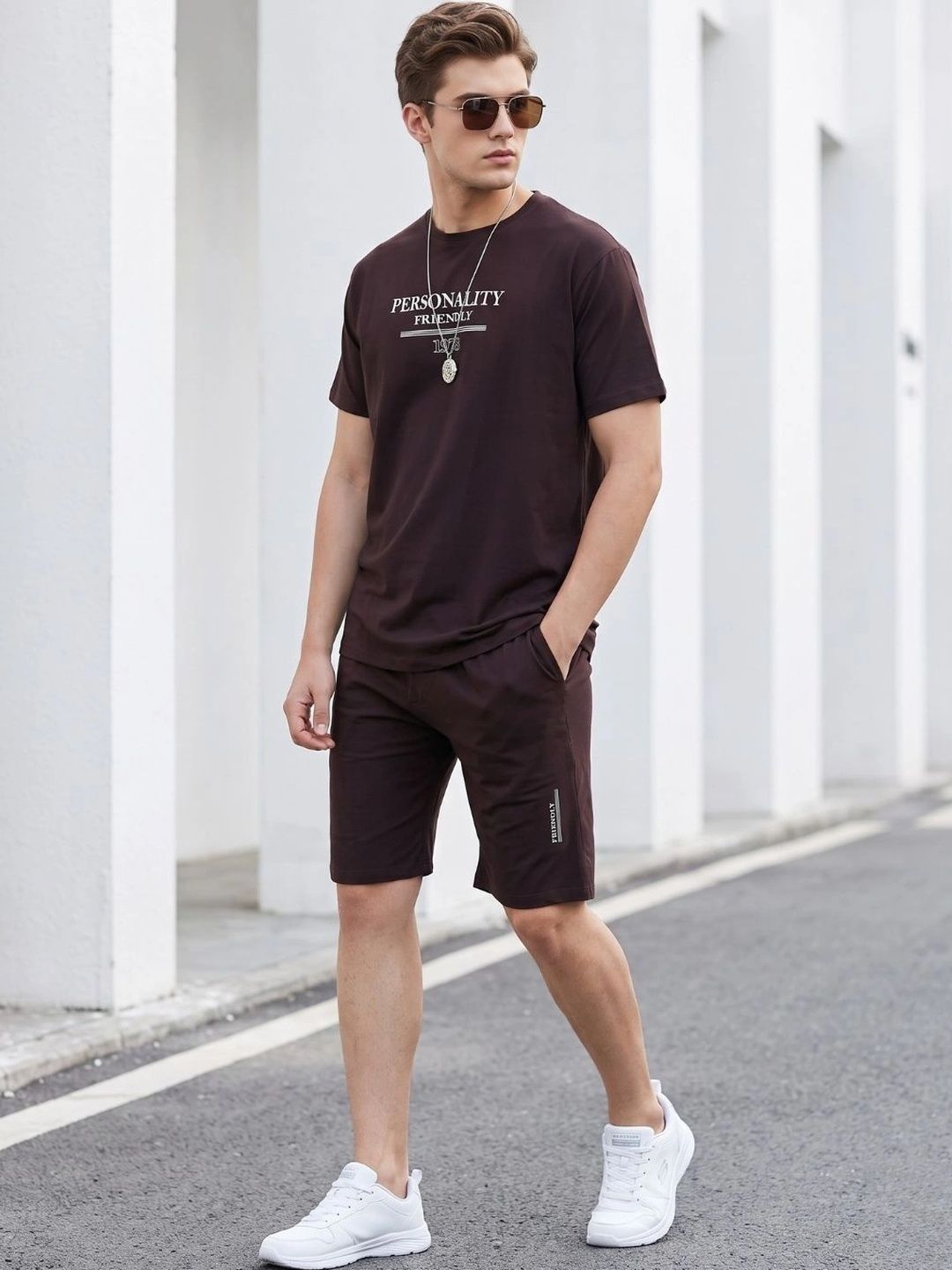 WEET Printed Pure Cotton Round Neck T-shirt With Shorts Co-Ords