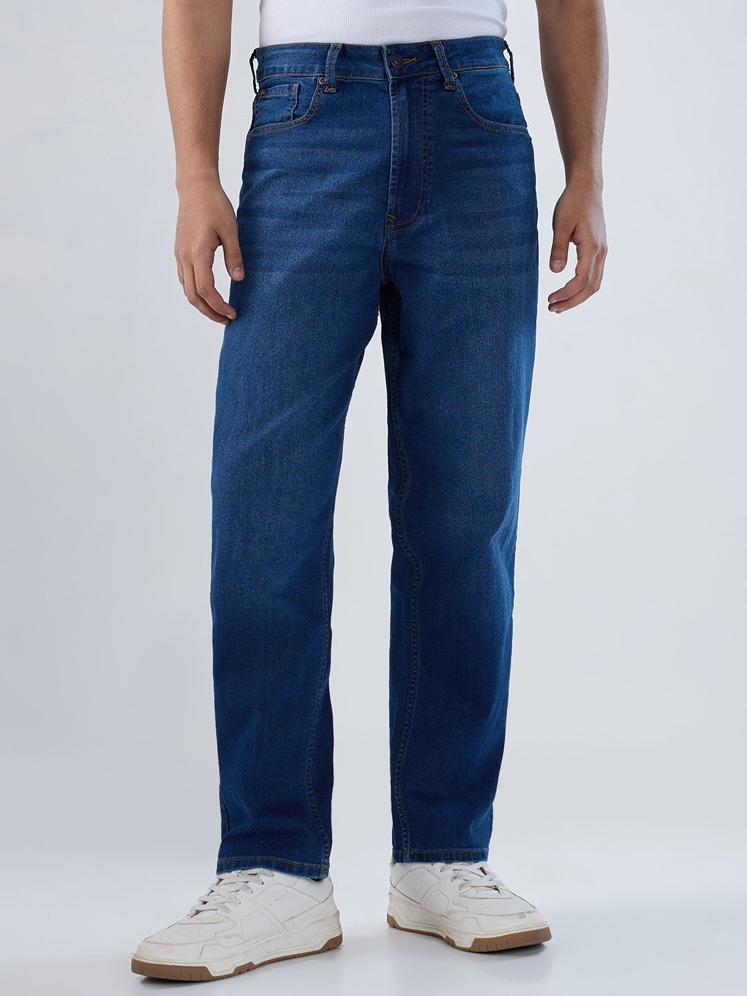 Spykar Men Renato Mid Rise Loose Fit Dark Blue Jeans