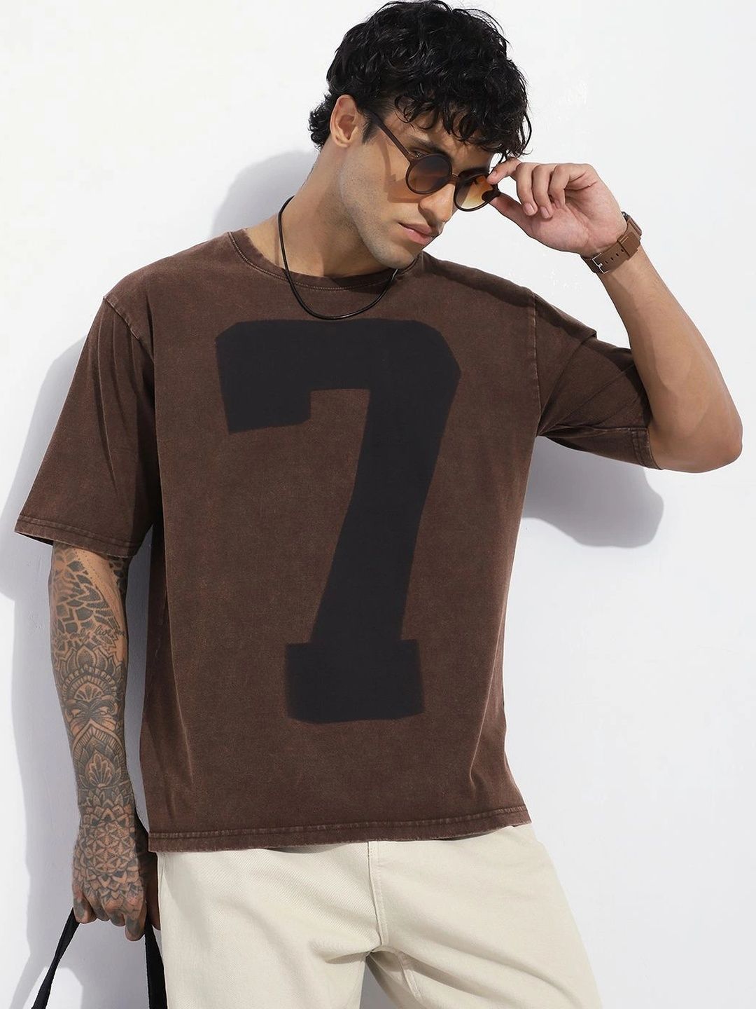 Difference of Opinion Men Oversized Acid Washed Printed Tshirt