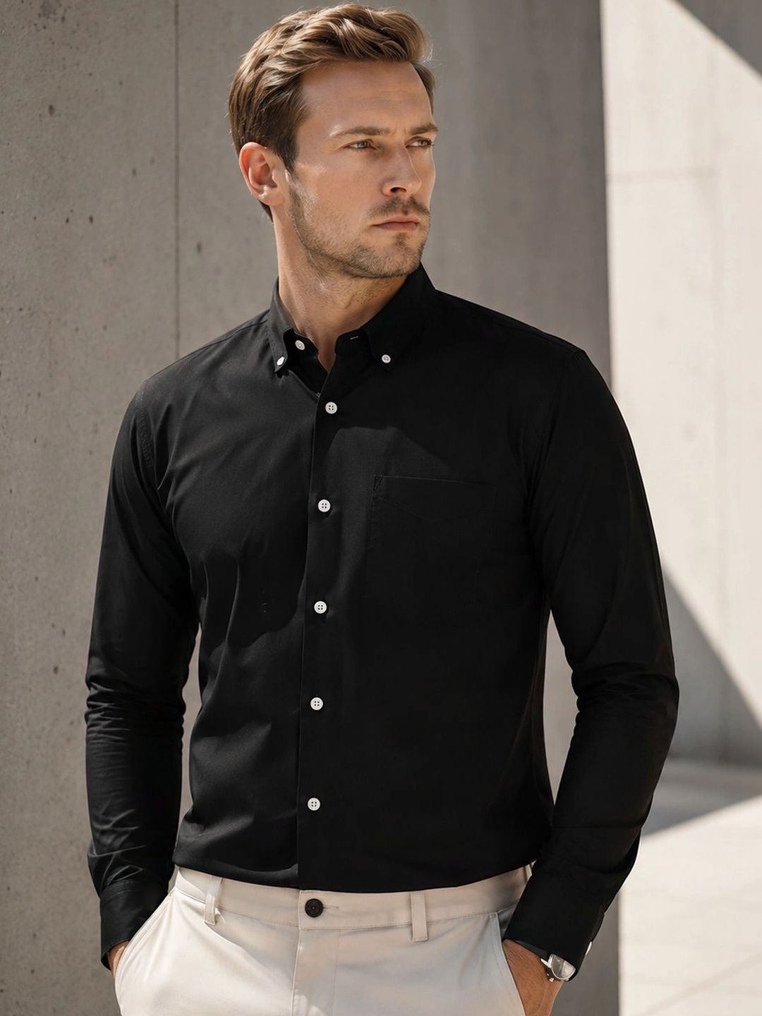 Hancock Men Premium Slim Fit Pure Cotton Casual Shirt