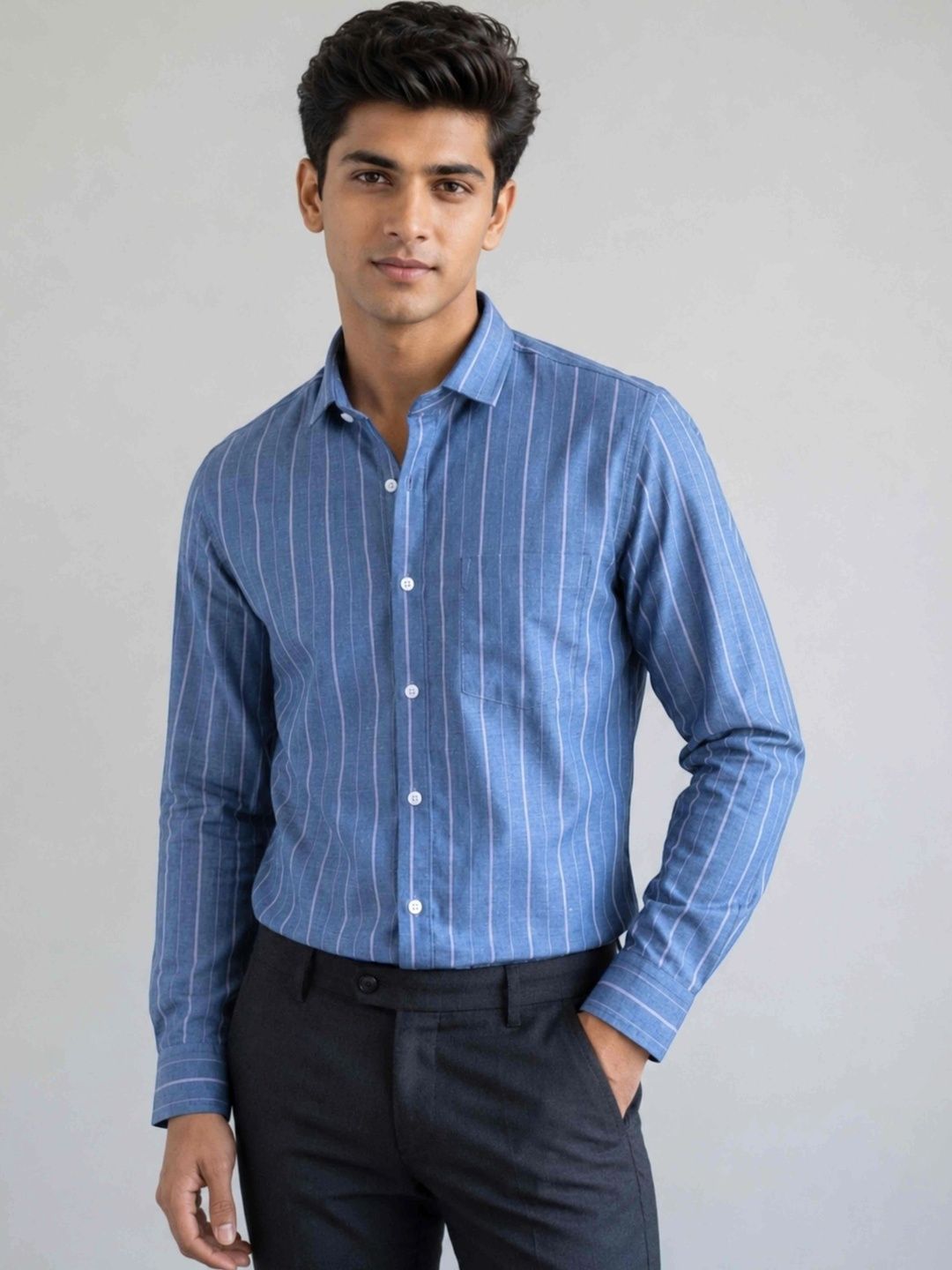 Exotica Style Men Comfort Striped Casual Shirt