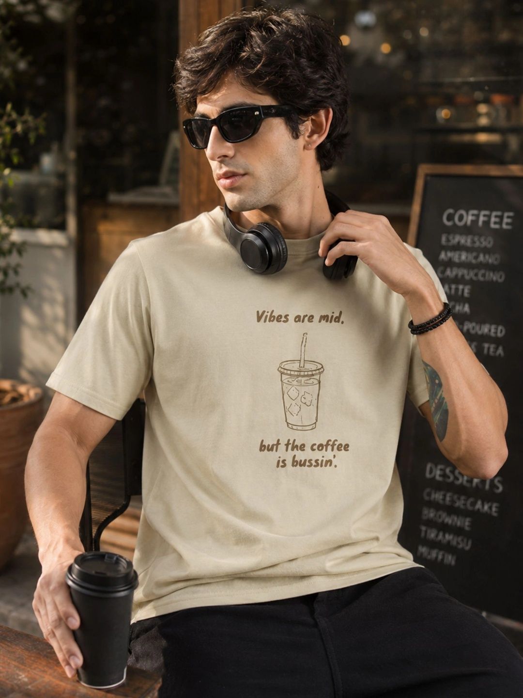 Maniac Men Typography Printed T-shirt