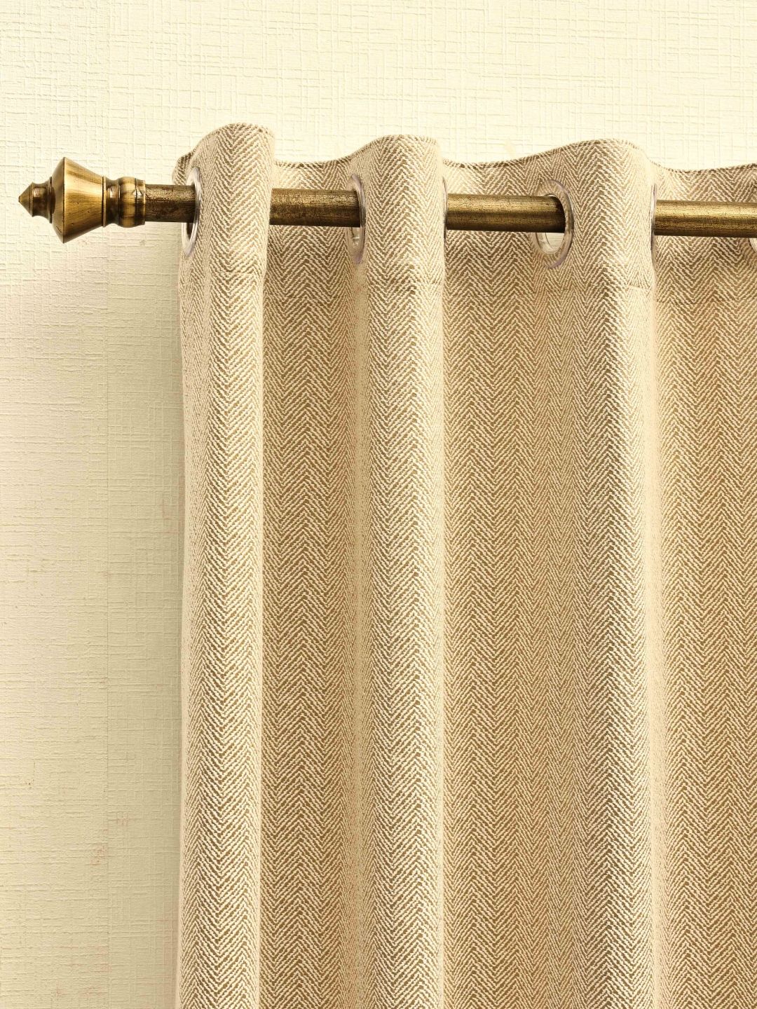 Ariana Ariana Forever Beige Chevron Printed Long Door Curtain