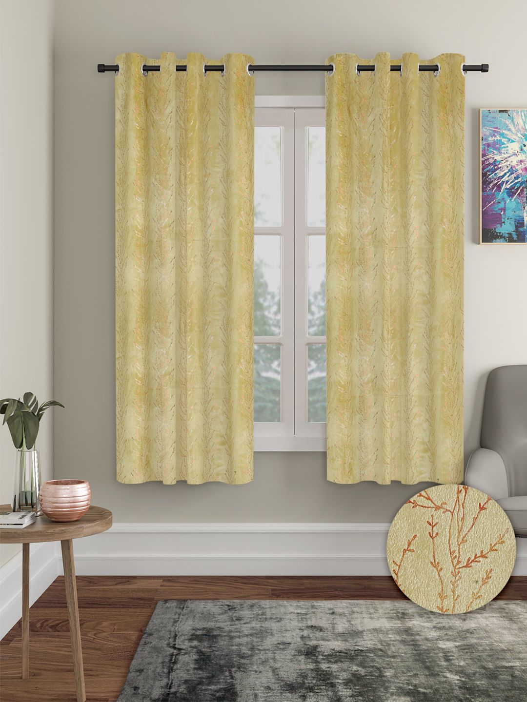 Cortina Yellow 2 Pieces Black Out Window Curtains